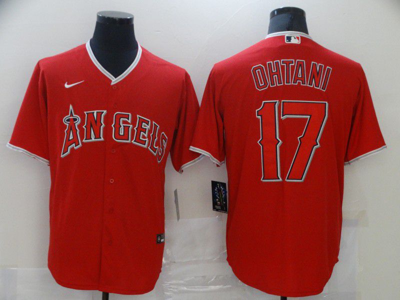 Men Los Angeles Angels #17 Ohtani Red Game 2021 Nike MLB Jersey